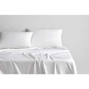 S0NALC003 1000TC  COTTON SATEEN FLAT SHEET DOUBLE 240X260 SNOW