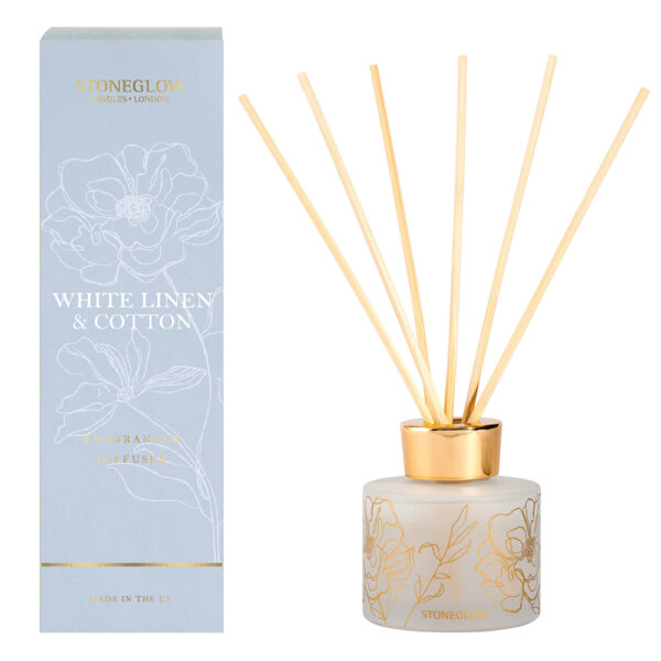 Stoneglow Day Flower - White Linen & Cotton - Reed Diffuser (Blue)