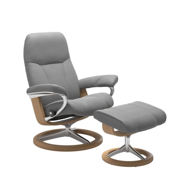 Stressless® Consul Signature Batick Wild Dove | Oak