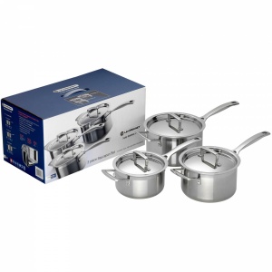 Le Creuset 3-Ply Stainless Steel 3 Piece Saucepan Set