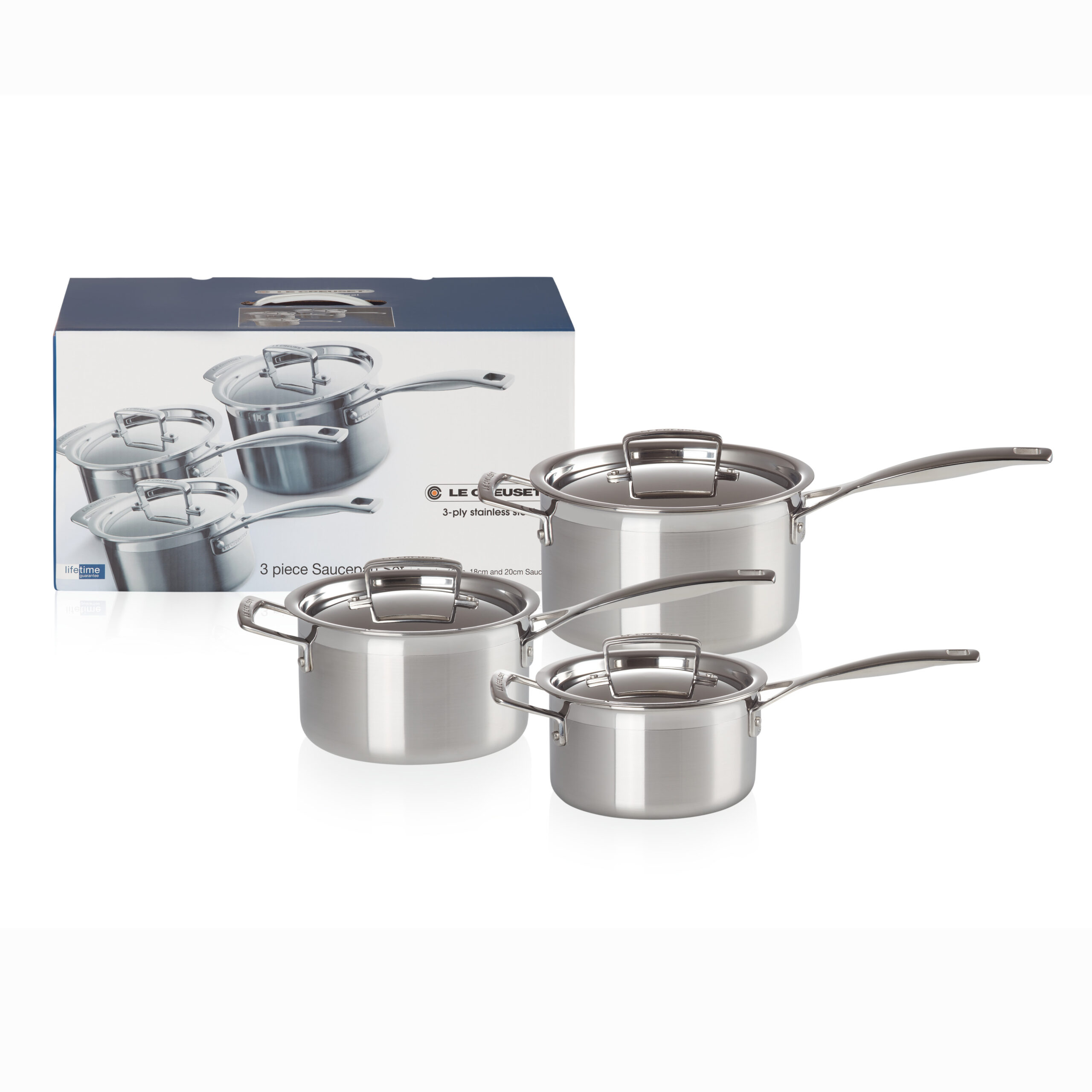 LE CREUSET - 3-ply Stainless Steel four-piece saucepan set