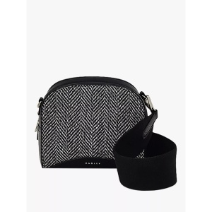 Radley Arden Crescent Leather Herringbone Small Zip-Around Crossbody Bag, Black