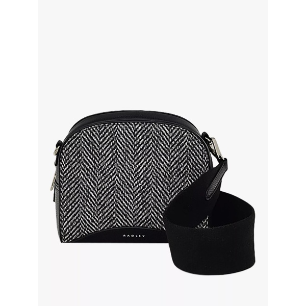 Radley Arden Crescent Leather Herringbone Small Zip-Around Crossbody Bag, Black