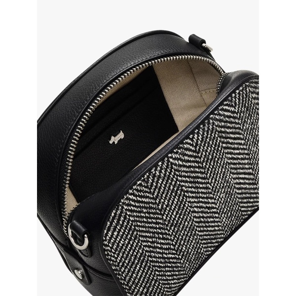 Radley Arden Crescent Leather Herringbone Small Zip-Around Crossbody Bag, Black