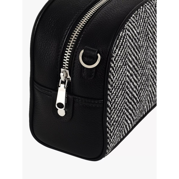 Radley Arden Crescent Leather Herringbone Small Zip-Around Crossbody Bag, Black