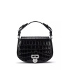 Lauren Ralph Lauren Tanner Leather Croc Embossed Cross Body Bag, Black