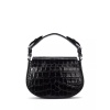 Lauren Ralph Lauren Tanner Leather Croc Embossed Cross Body Bag, Black