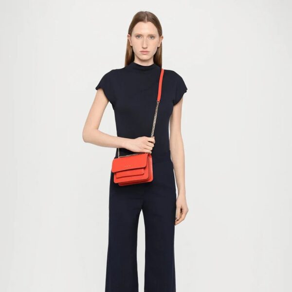 Michael Kors Claire Small Leather Crossbody Bag in Burnt Sienna