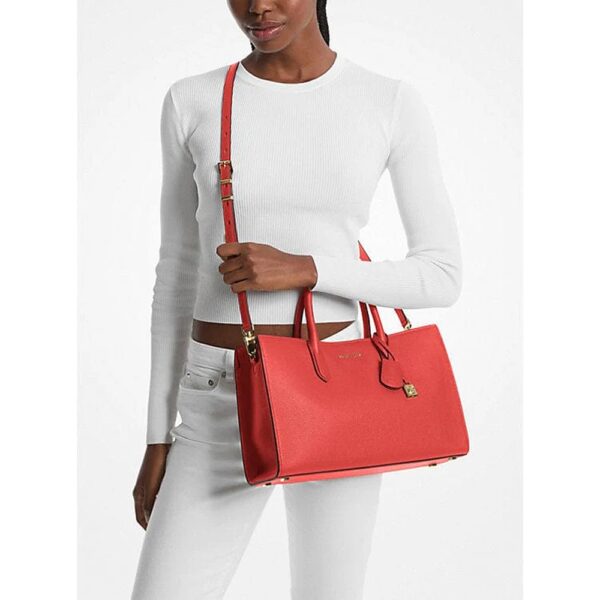 Michael Kors Scarlett Medium Leather Satchel in Burnt Sienna